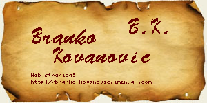 Branko Kovanović vizit kartica